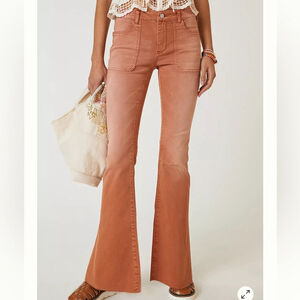 Pilcro The Icon Flare Low Rise Orange Denim Sz 25
